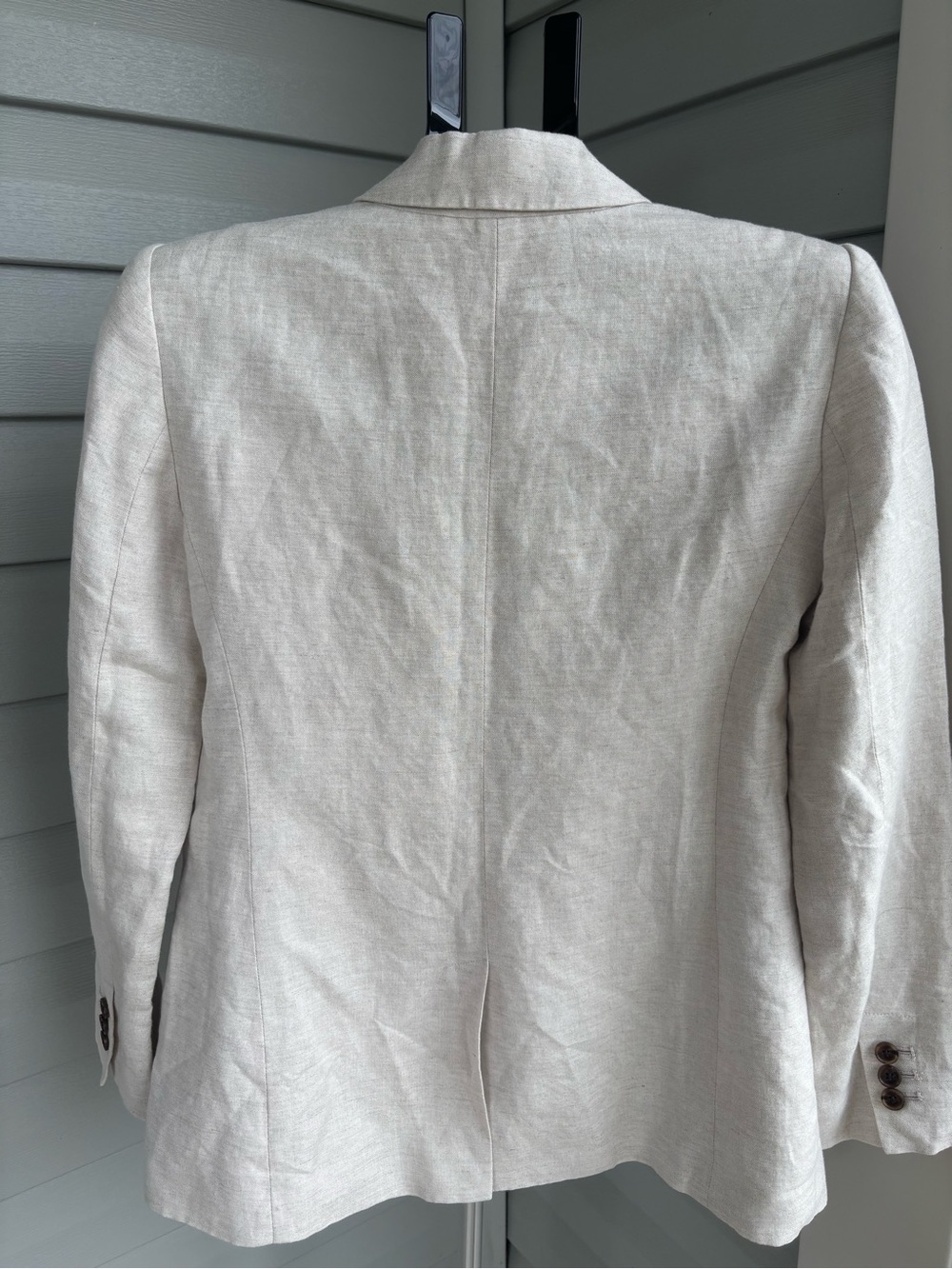 LOFT Womens Size 0 Linen Blend Blazer Oatmeal Beige One Button Career Jacket - Picture 5 of 5